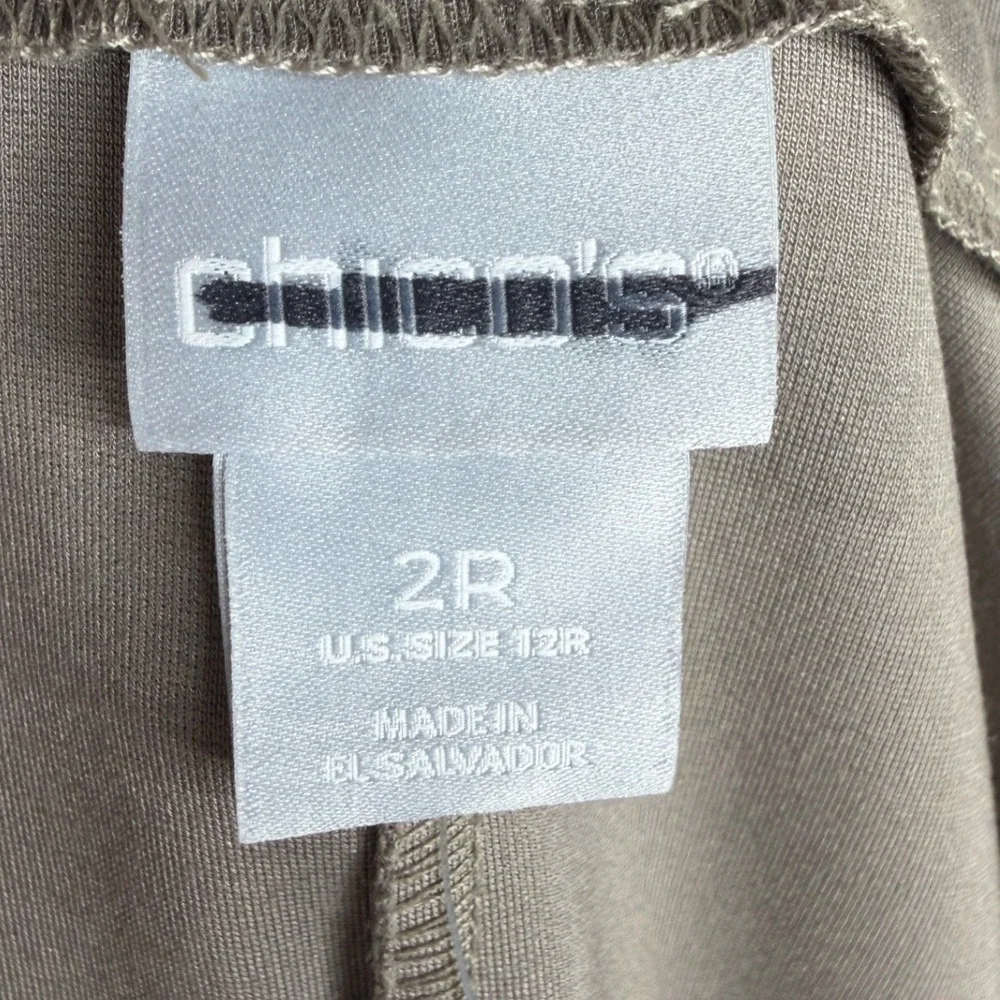 New Chicos Ponte Front Suede Pants size 2R (12R) Earthen Taupe Grayish‎
